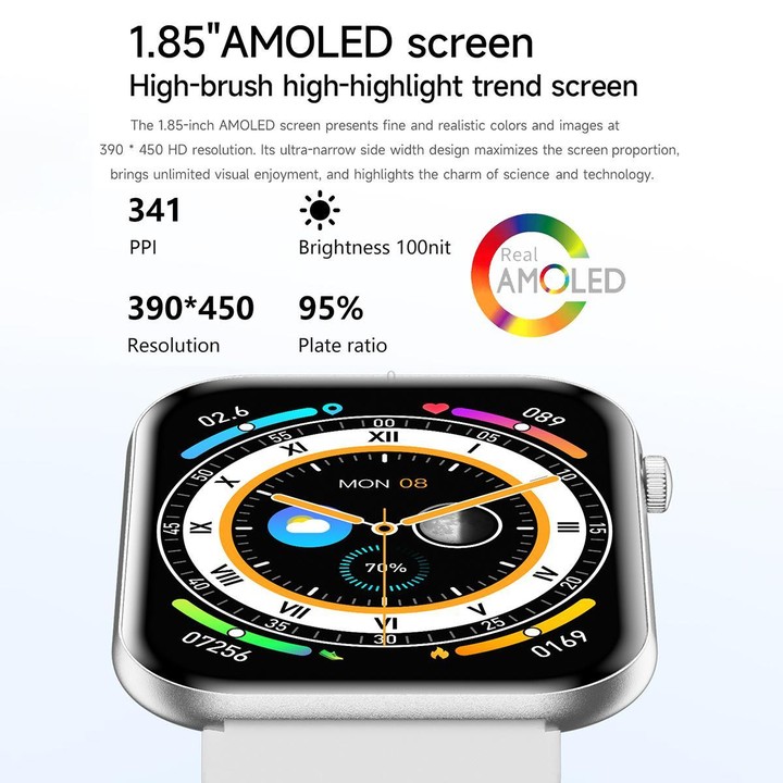 QS09 1.85 inch AMOLED Screen Ultra-Thin Smart Watch, Support Health Monitoring, Multiple Sports Modes(Silver)