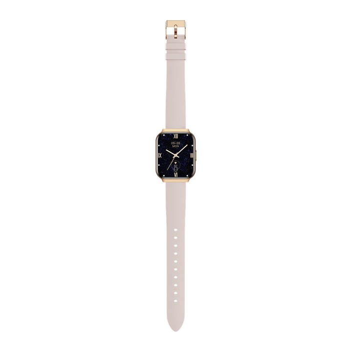 QS06 1.75 inch Square Screen Ultra-Thin Smart Calling Watch, Gold Silicone Strap, Support Health Monitoring