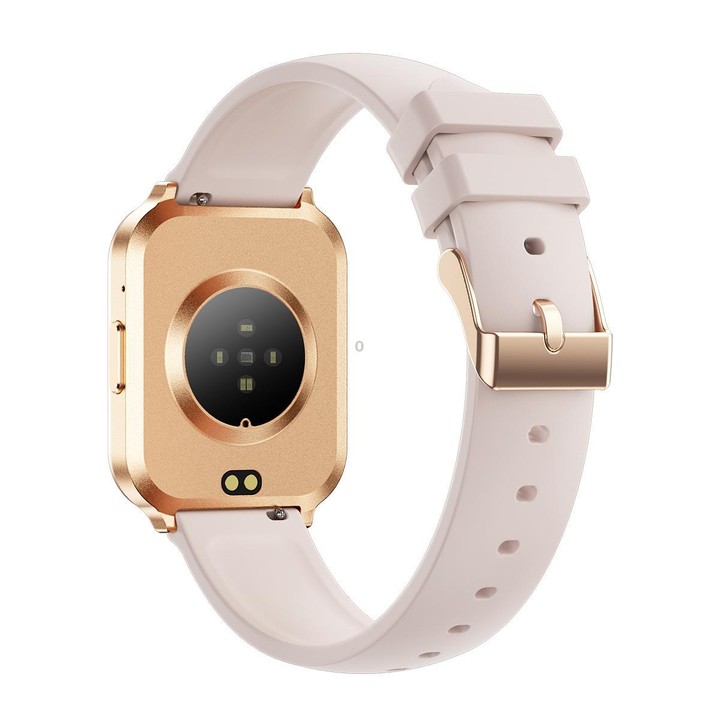 QS06 1.75 inch Square Screen Ultra-Thin Smart Calling Watch, Gold Silicone Strap, Support Health Monitoring