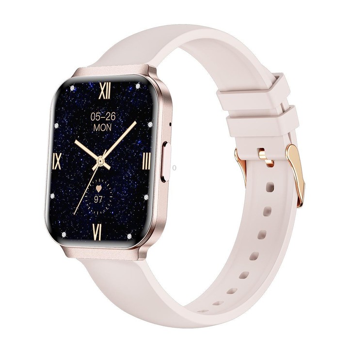QS06 1.75 inch Square Screen Ultra-Thin Smart Calling Watch, Pink Silicone Strap, Support Health Monitoring