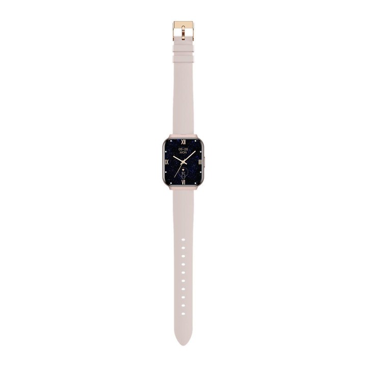 QS06 1.75 inch Square Screen Ultra-Thin Smart Calling Watch, Pink Silicone Strap, Support Health Monitoring