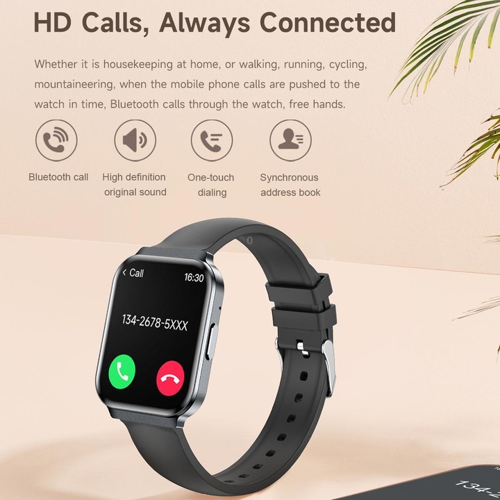 QS06 1.75 inch Square Screen Ultra-Thin Smart Calling Watch, Starlight Silicone Strap, Support Health Monitoring