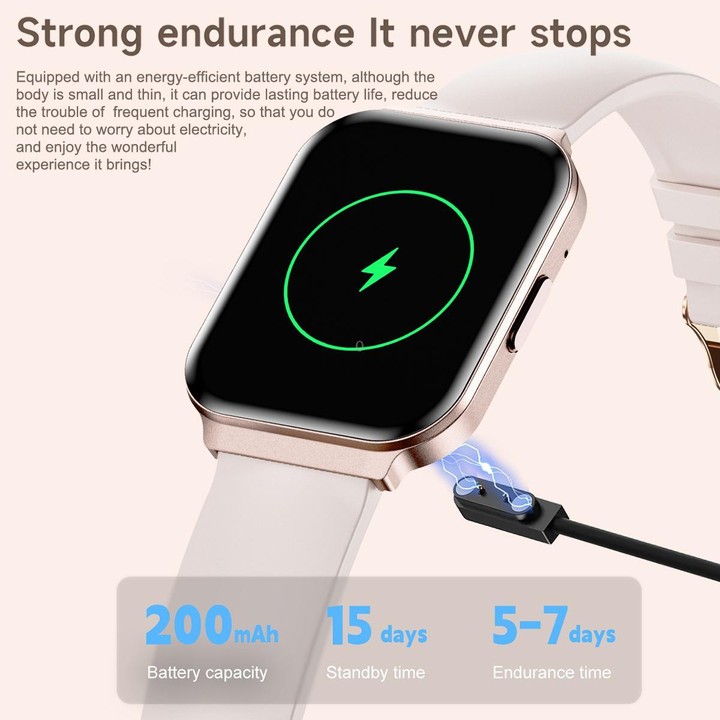 QS06 1.75 inch Square Screen Ultra-Thin Smart Calling Watch, Starlight Silicone Strap, Support Health Monitoring