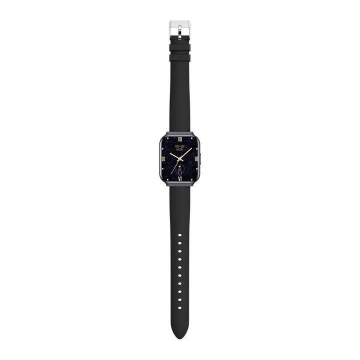 QS06 1.75 inch Square Screen Ultra-Thin Smart Calling Watch, Dark Gray Silicone Strap, Support Health Monitoring