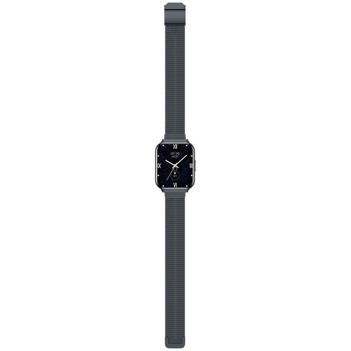 QS06 1.75 inch Square Screen Ultra-Thin Smart Calling Watch, Dark Gray Steel Strap, Support Health Monitoring