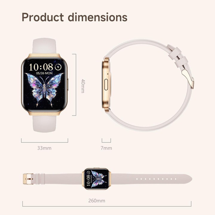 QS06 1.75 inch Square Screen Ultra-Thin Smart Calling Watch, Dark Gray Steel Strap, Support Health Monitoring