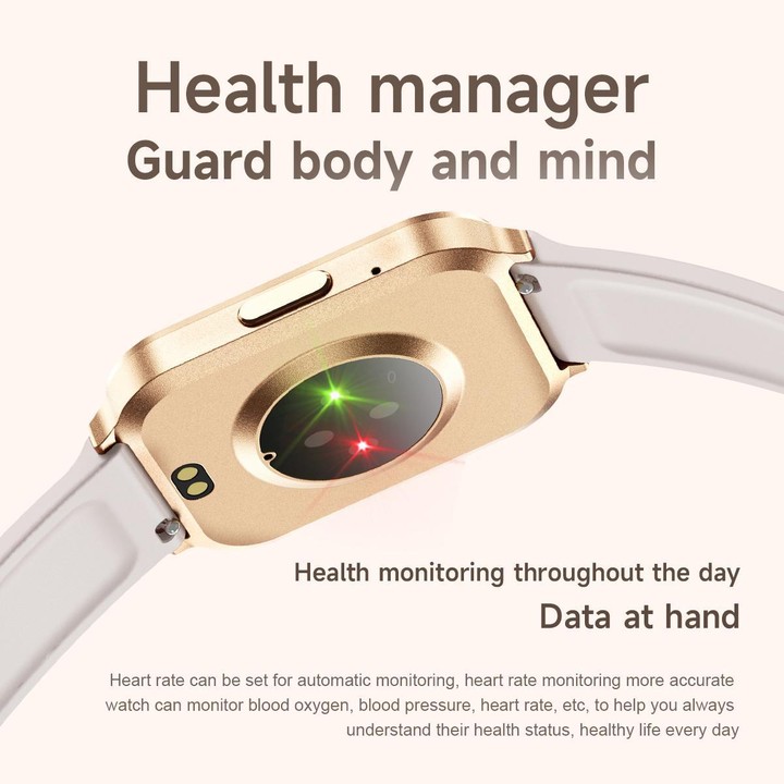 QS06 1.75 inch Square Screen Ultra-Thin Smart Calling Watch, Gold Steel Strap, Support Health Monitoring