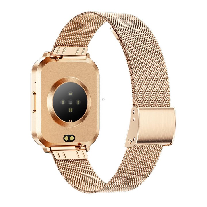 QS06 1.75 inch Square Screen Ultra-Thin Smart Calling Watch, Gold Steel Strap, Support Health Monitoring
