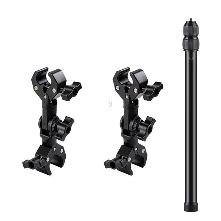 Universal Action Camera Bicycle Handlebar Clamp Holder Extension Rod With 2 x Dual-Head-Crab Clamp(Black)