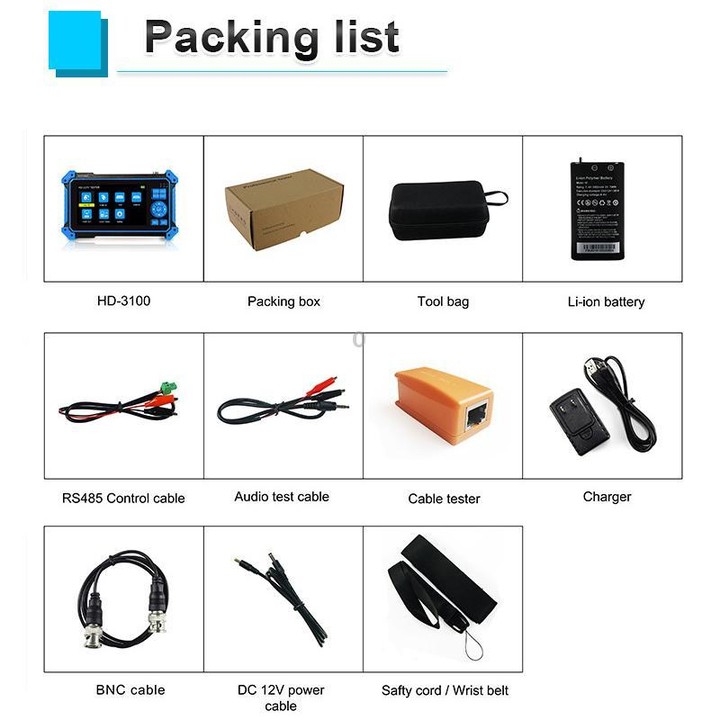 HD-3100Pro Engineering Treasure 5 in 1 Coaxial Video Surveillance Tester, Plug:EU Plug