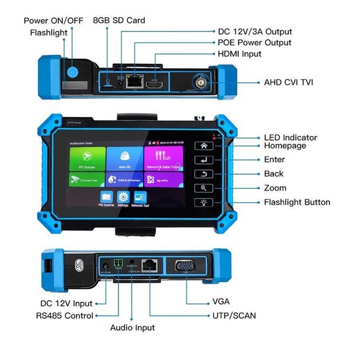 IPC-5100 Plus 4K Network Coaxial Simulation Engineering Video Surveillance Tester, Plug:AU Plug