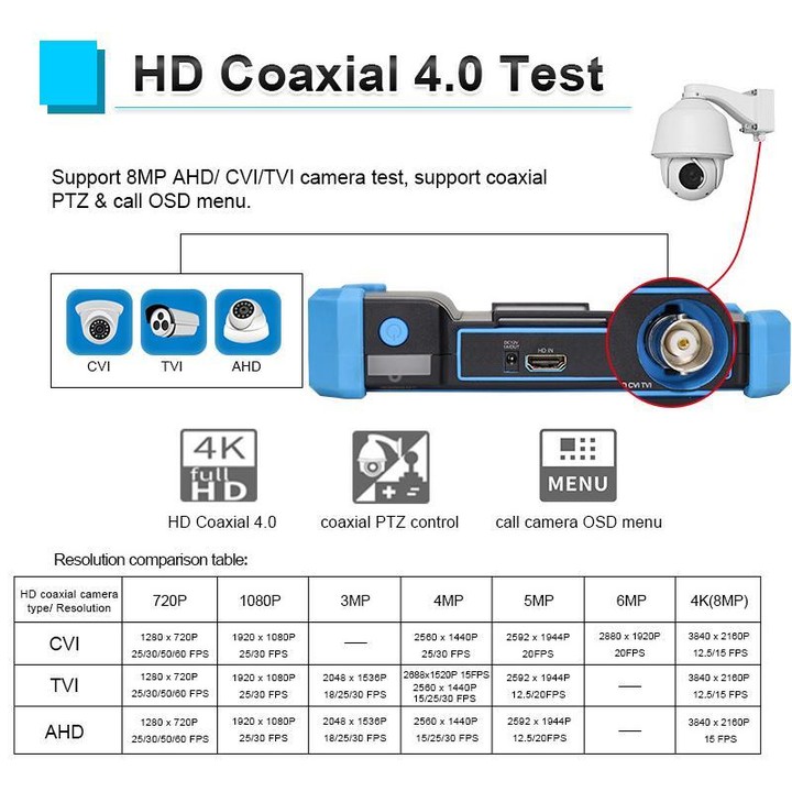 HD-52ACT Pro 5 inch Screen Engineering Treasure Coaxial AHD, CVI, TVI 5 in 1 Video Surveillance Tester(US Plug)