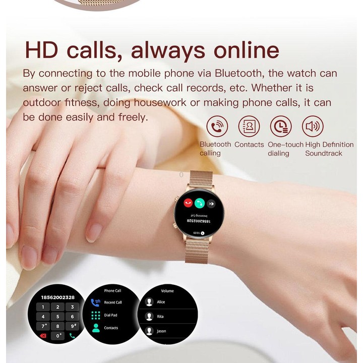 QS03 1.32-inch AMOLED Display Women Smart Watch Supports Health Monitoring(Gold Case Red Leather Strap)