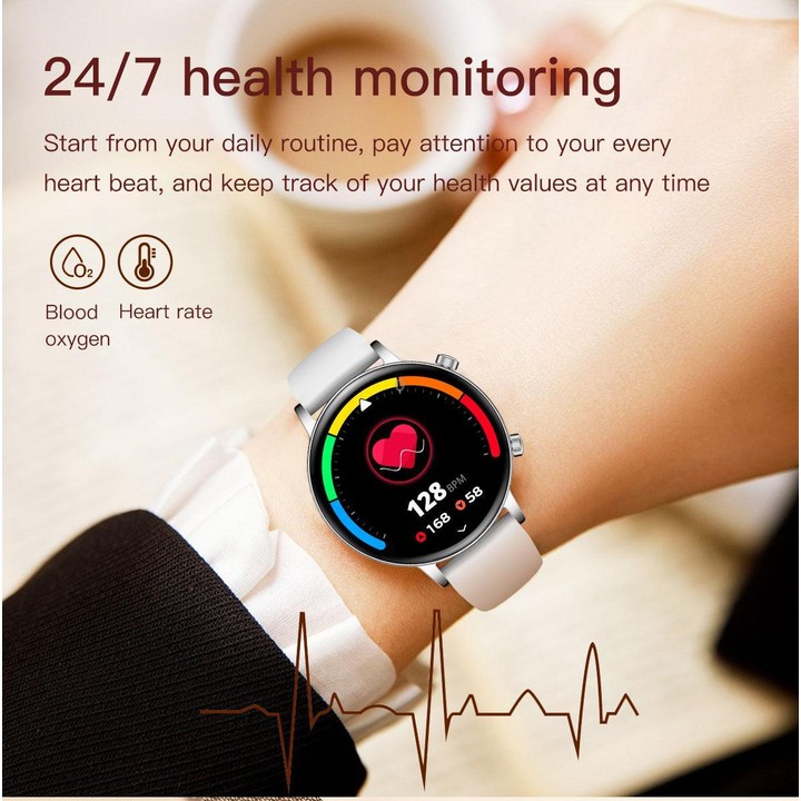 QS03 1.32-inch AMOLED Display Women Smart Watch Supports Health Monitoring(Gold Case Pink Gold Steel Strap)