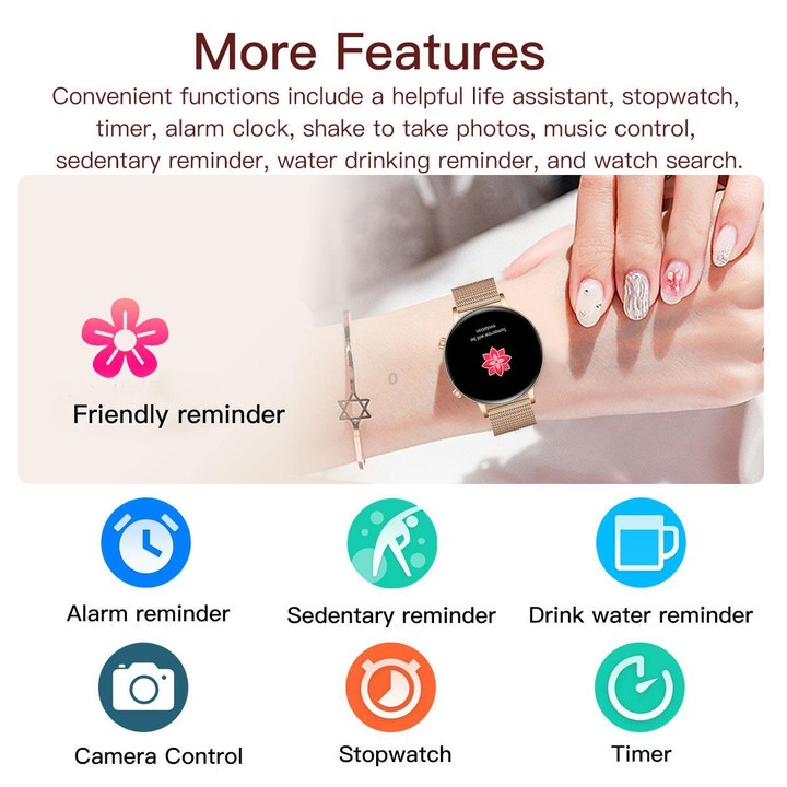 QS03 1.32-inch AMOLED Display Women Smart Watch Supports Health Monitoring(Silver Case Silver Silicone Strap)