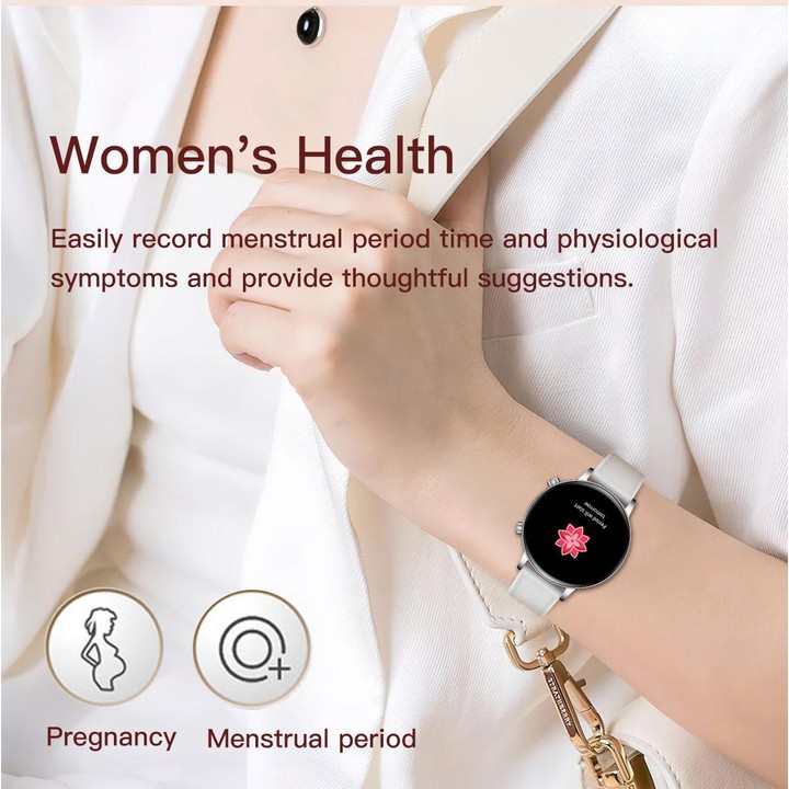 QS03 1.32-inch AMOLED Display Women Smart Watch Supports Health Monitoring(Silver Case Silver Silicone Strap)