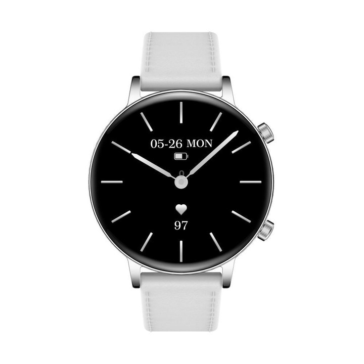 QS03 1.32-inch AMOLED Display Women Smart Watch Supports Health Monitoring(Silver Case Silver Leather Strap)
