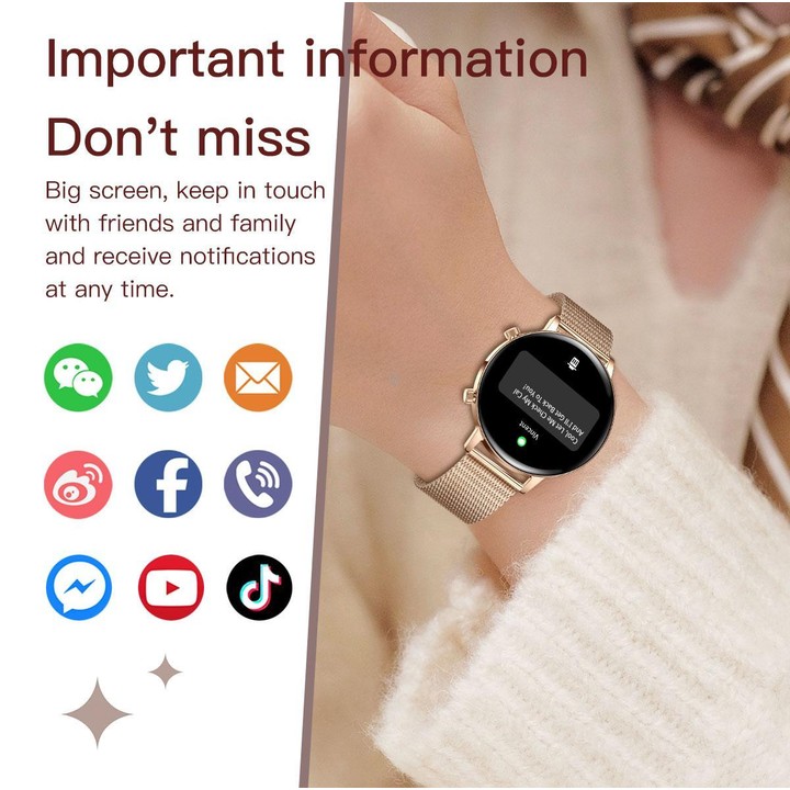 QS03 1.32-inch AMOLED Display Women Smart Watch Supports Health Monitoring(Silver Case Silver Steel Strap)