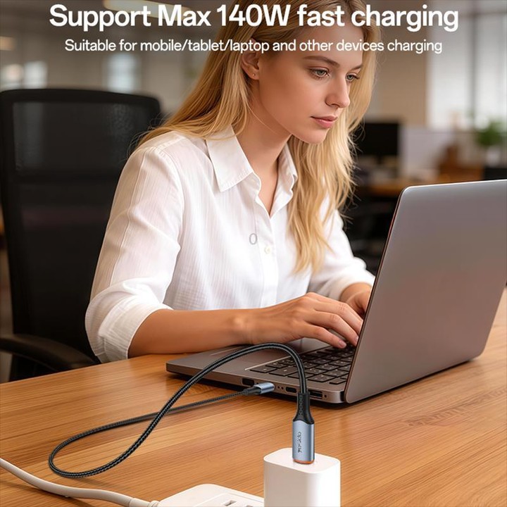 Yesido CA212 140W Type-C to Type-C Super Fast Charging Data Cable, Length: 1.2m(Blue Grey)