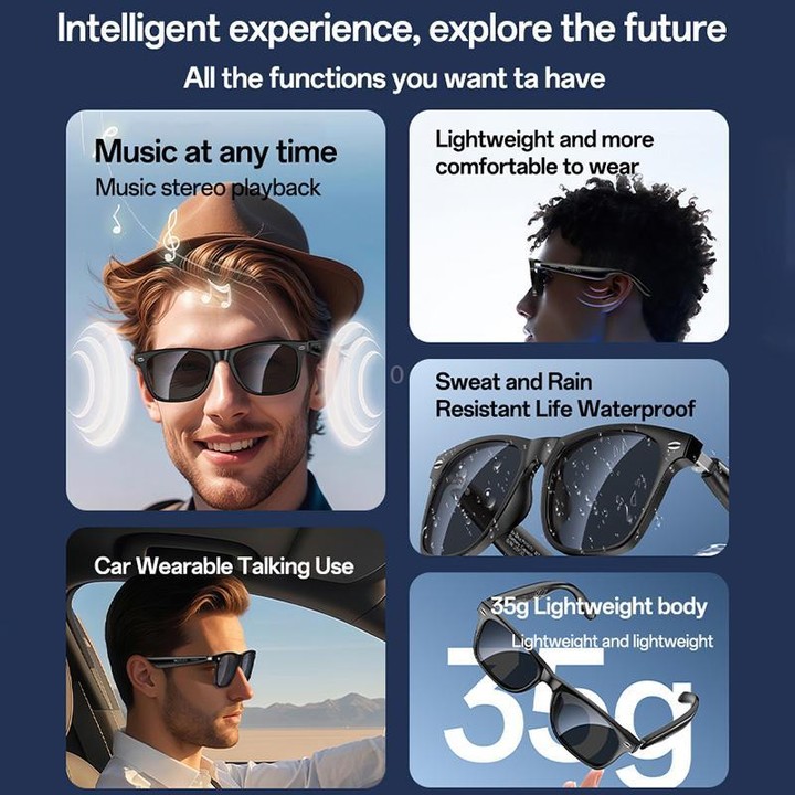 Yesido IO38 Smart Audio Glasses, Bluetooth-Compatible 5.0 Sunglasses with Hi-Fi Sound, Hands-Free Calling, Magnetic Charging & L
