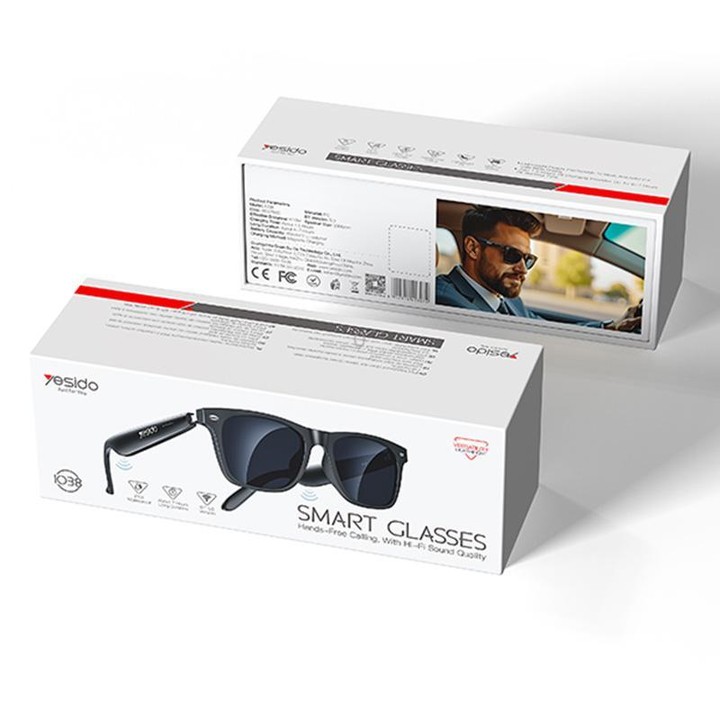 Yesido IO38 Smart Audio Glasses, Bluetooth-Compatible 5.0 Sunglasses with Hi-Fi Sound, Hands-Free Calling, Magnetic Charging & L