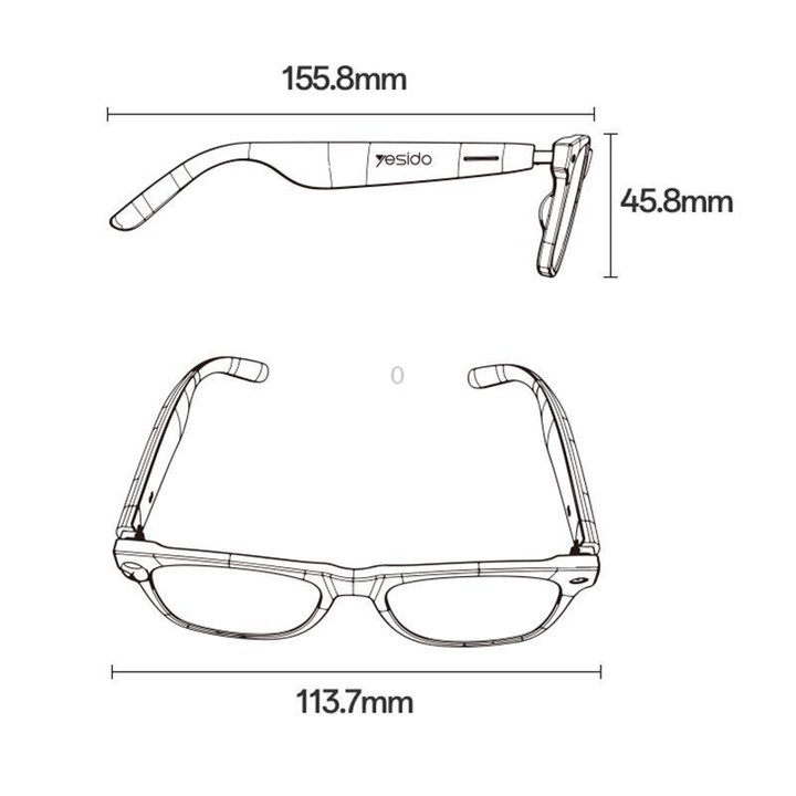 Yesido IO38 Smart Audio Glasses, Bluetooth-Compatible 5.0 Sunglasses with Hi-Fi Sound, Hands-Free Calling, Magnetic Charging & L