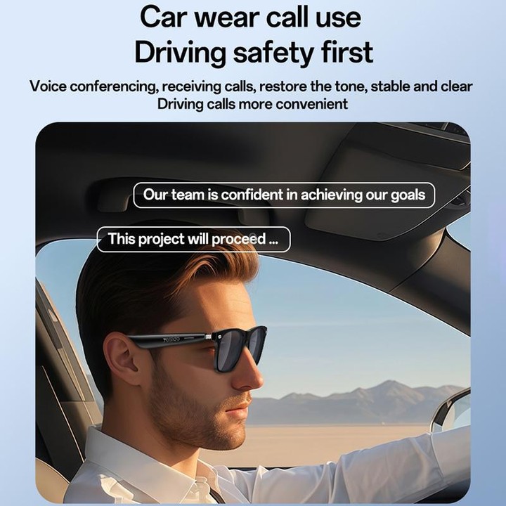 Yesido IO38 Smart Audio Glasses, Bluetooth-Compatible 5.0 Sunglasses with Hi-Fi Sound, Hands-Free Calling, Magnetic Charging & L