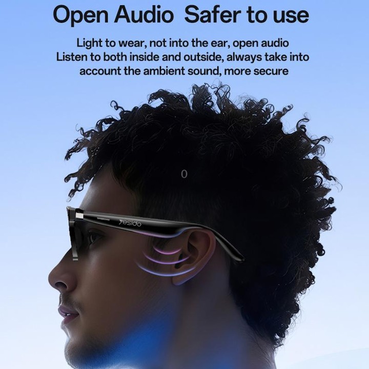 Yesido IO38 Smart Audio Glasses, Bluetooth-Compatible 5.0 Sunglasses with Hi-Fi Sound, Hands-Free Calling, Magnetic Charging & L