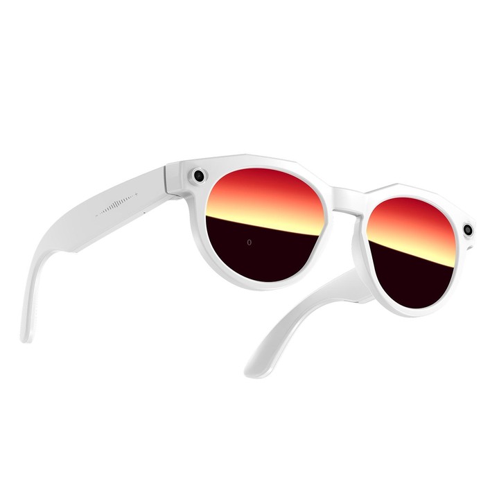 W611Pro Smart AI Glasses 8MP Camera, WIFI, AI Translation(White Frame Red Coated Lens)