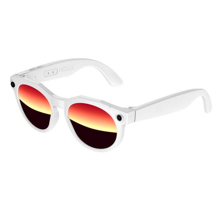 W611Pro Smart AI Glasses 8MP Camera, WIFI, AI Translation(White Frame Red Coated Lens)