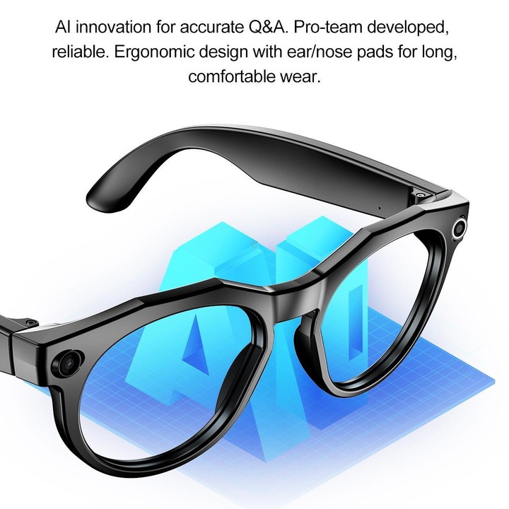 W611Pro Smart AI Glasses 8MP Camera, WIFI, AI Translation(White Frame Red Coated Lens)