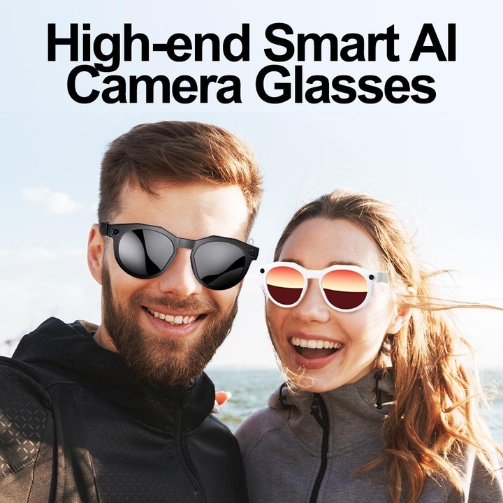 W611Pro Smart AI Glasses 8MP Camera, WIFI, AI Translation(Black Frame Sunglass Lens)