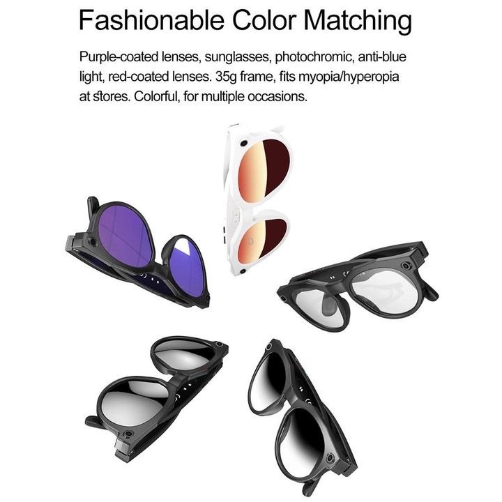 W611Pro Smart AI Glasses 8MP Camera, WIFI, AI Translation(Black Frame Sunglass Lens)