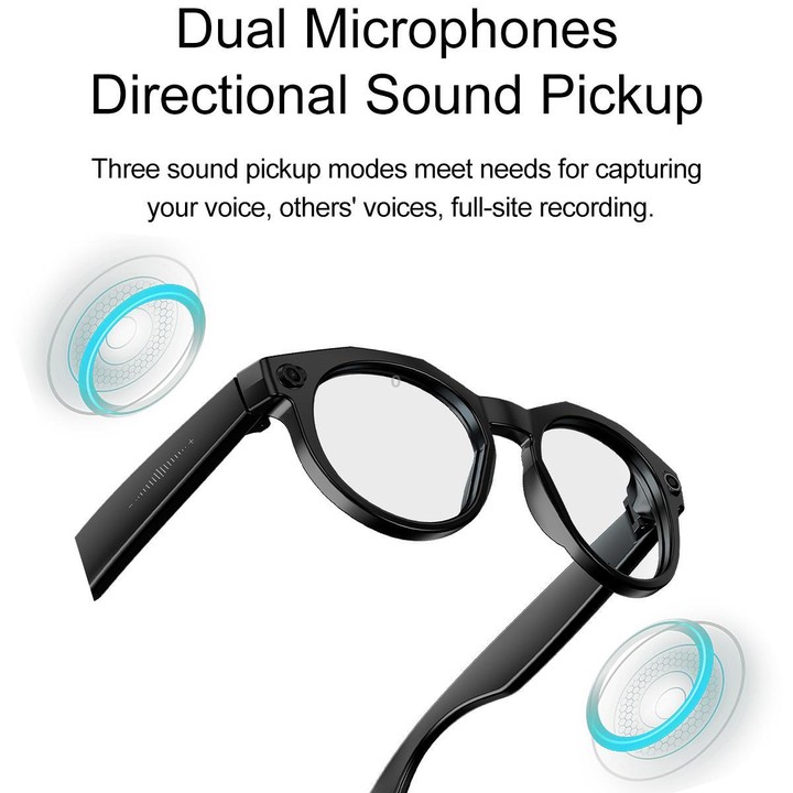 W611Pro Smart AI Glasses 8MP Camera, WIFI, AI Translation(Black Frame Sunglass Lens)