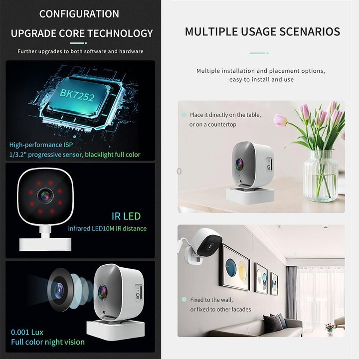 Wireless WiFi Smart High-Definition Wide-Angle Surveillance Camera, Specification:300W Pixels(White)