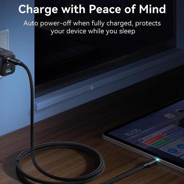 JOYROOM S-A63 StarWay Series 1.2m 66W USB-A to Type-C Auto Power-Off Fast Charging Data Cable(Black)