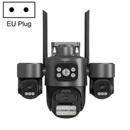 ICSee Triple-Lens 3MP Wireless WiFi Security Camera, Three-Screen Panoramic PTZ IP Camera with Full-Color Night Vision, Power Pl