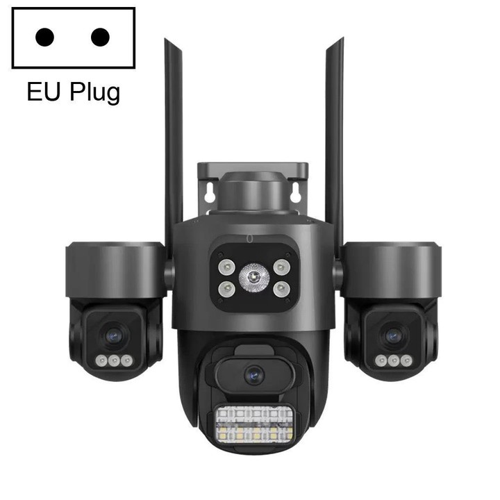 ICSee Triple-Lens 3MP Wireless WiFi Security Camera, Three-Screen Panoramic PTZ IP Camera with Full-Color Night Vision, Power Pl