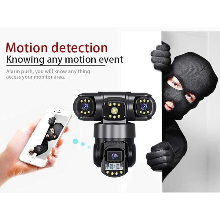 V380 3MP HD Panoramic 360 Degrees Triple Lens Wireless WiFi Surveillance Camera, EU Plug(Black)