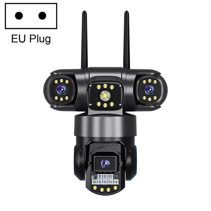 V380 3MP HD Panoramic 360 Degrees Triple Lens Wireless WiFi Surveillance Camera, EU Plug(Black)