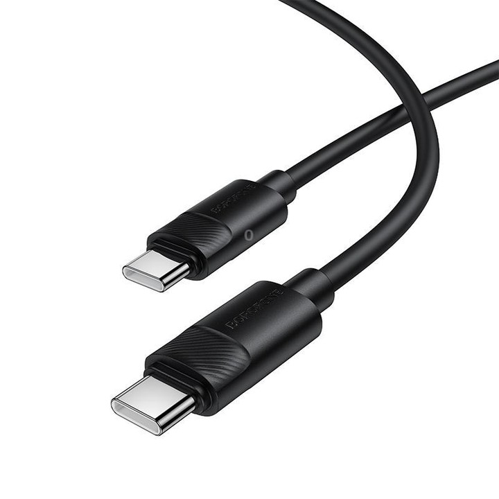 Borofone BX123 Leya 60W Type-C to Type-C Silicone Charging Cable, Length: 1m(Black)