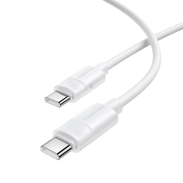 Borofone BX123 Leya 60W Type-C to Type-C Silicone Charging Cable, Length: 1m(White)