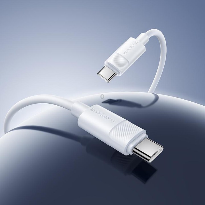 Borofone BX123 Leya 60W Type-C to Type-C Silicone Charging Cable, Length: 1m(White)