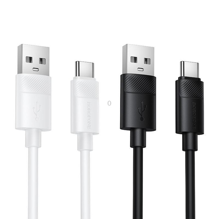 Borofone BX123 Leya 3A USB to Type-C Silicone Charging Cable, Length: 1m(Black)