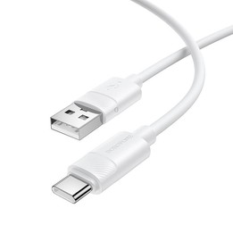 Borofone BX123 Leya 3A USB to Type-C Silicone Charging Cable, Length: 1m(White)