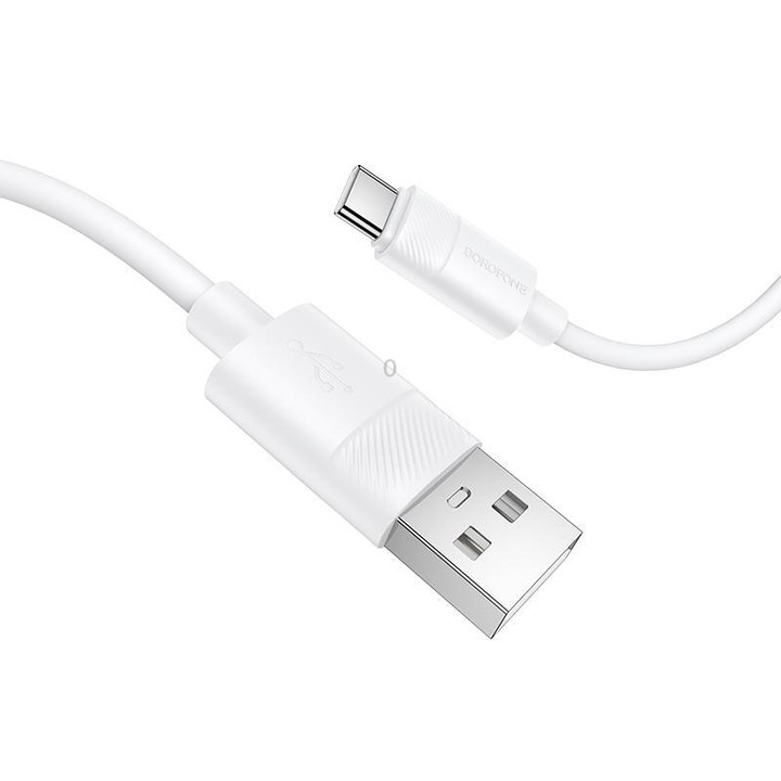 Borofone BX123 Leya 3A USB to Type-C Silicone Charging Cable, Length: 1m(White)