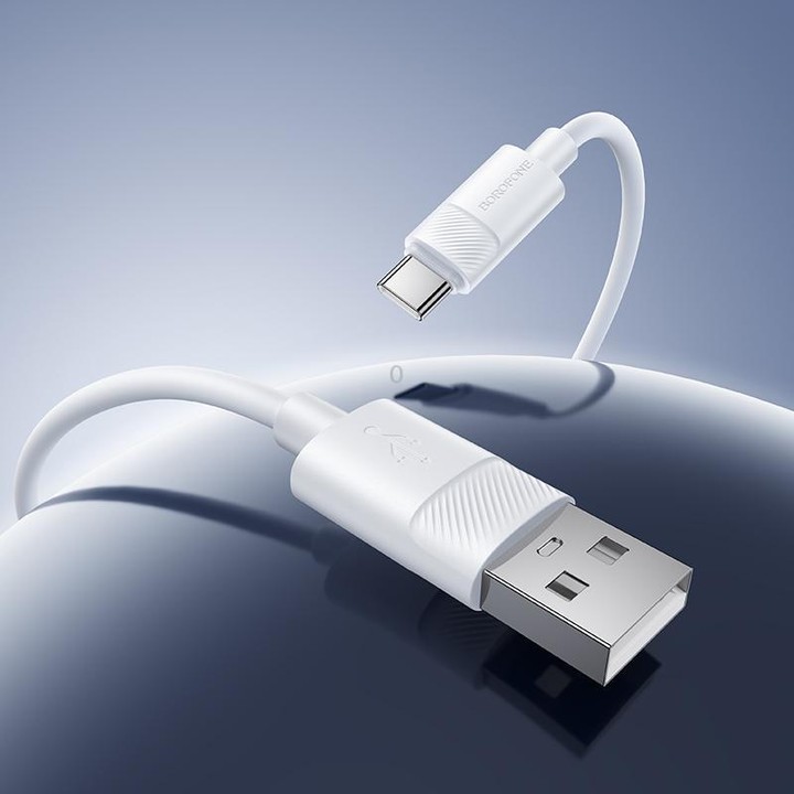 Borofone BX123 Leya 3A USB to Type-C Silicone Charging Cable, Length: 1m(White)