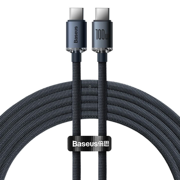 Baseus Crystal Shine Series Fast Charging Cable Type-C to Type-C 100W Cable, Length:2m(Black)