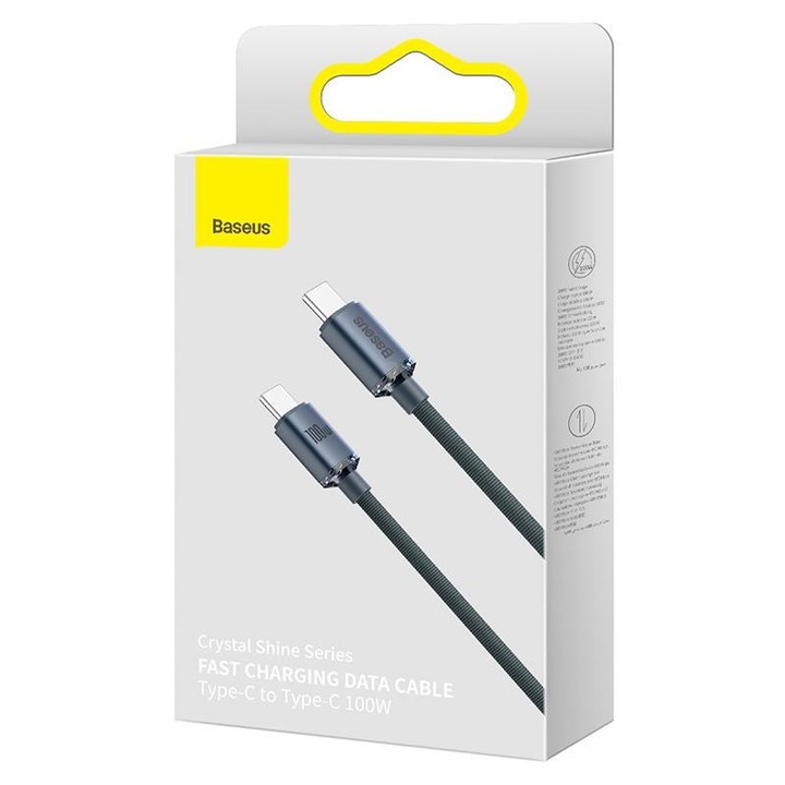 Baseus Crystal Shine Series Fast Charging Cable Type-C to Type-C 100W Cable, Length:2m(Black)