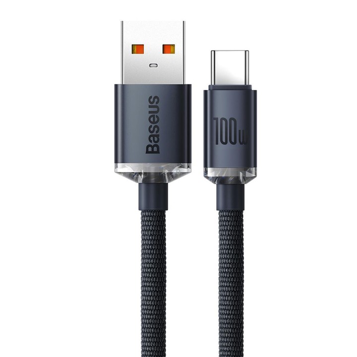 Baseus Crystal Shine Series Fast Charging Cable USB to Type-C 100W Cable, Length:1.2m(Black)